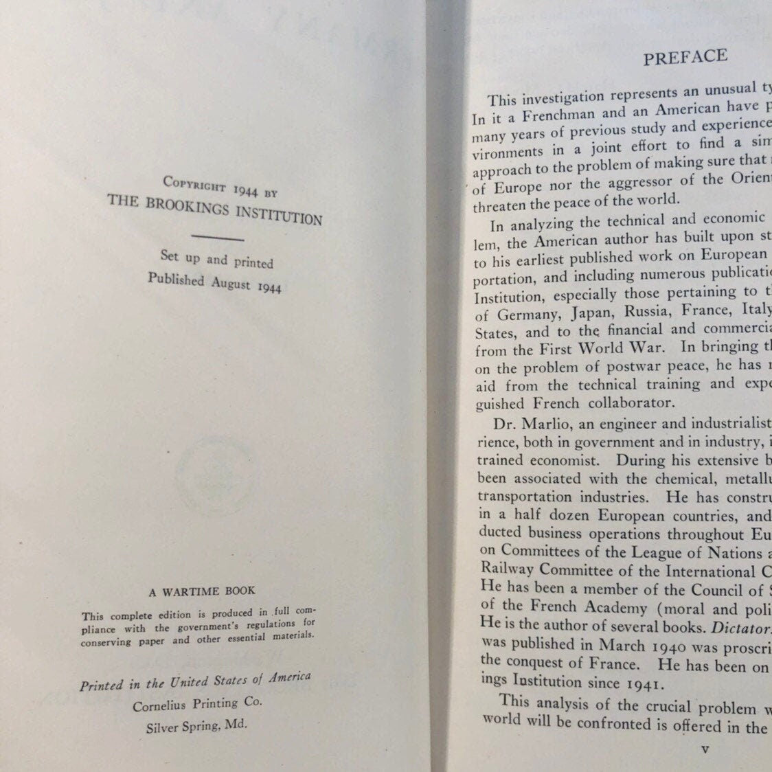 The Control of Germany and Japan by Harold G. Moulton 1944 Vintage Book
