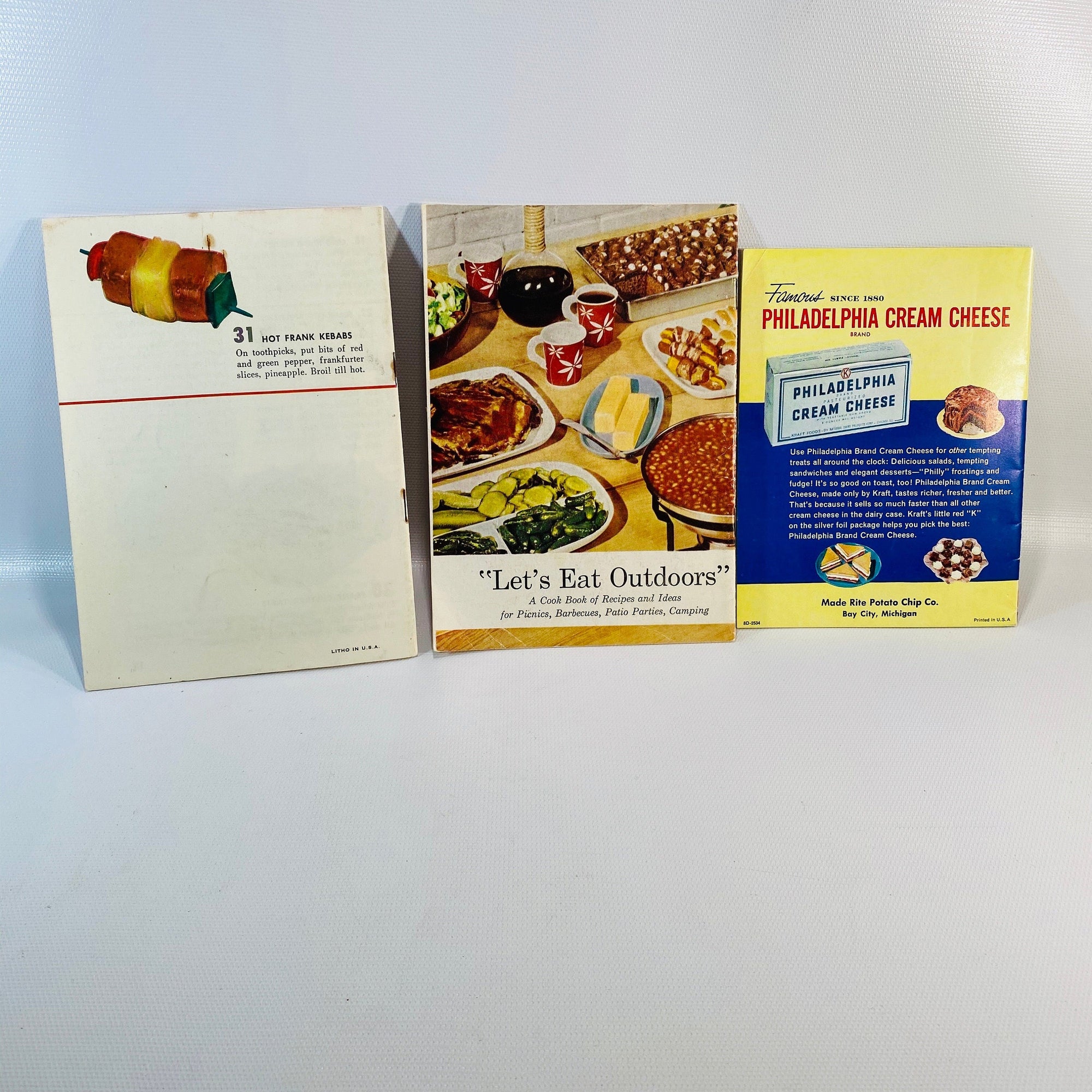 3 Vintage Recipe Pamphlets with Fun Party Outdoor Recipes 1960's Vintage Book