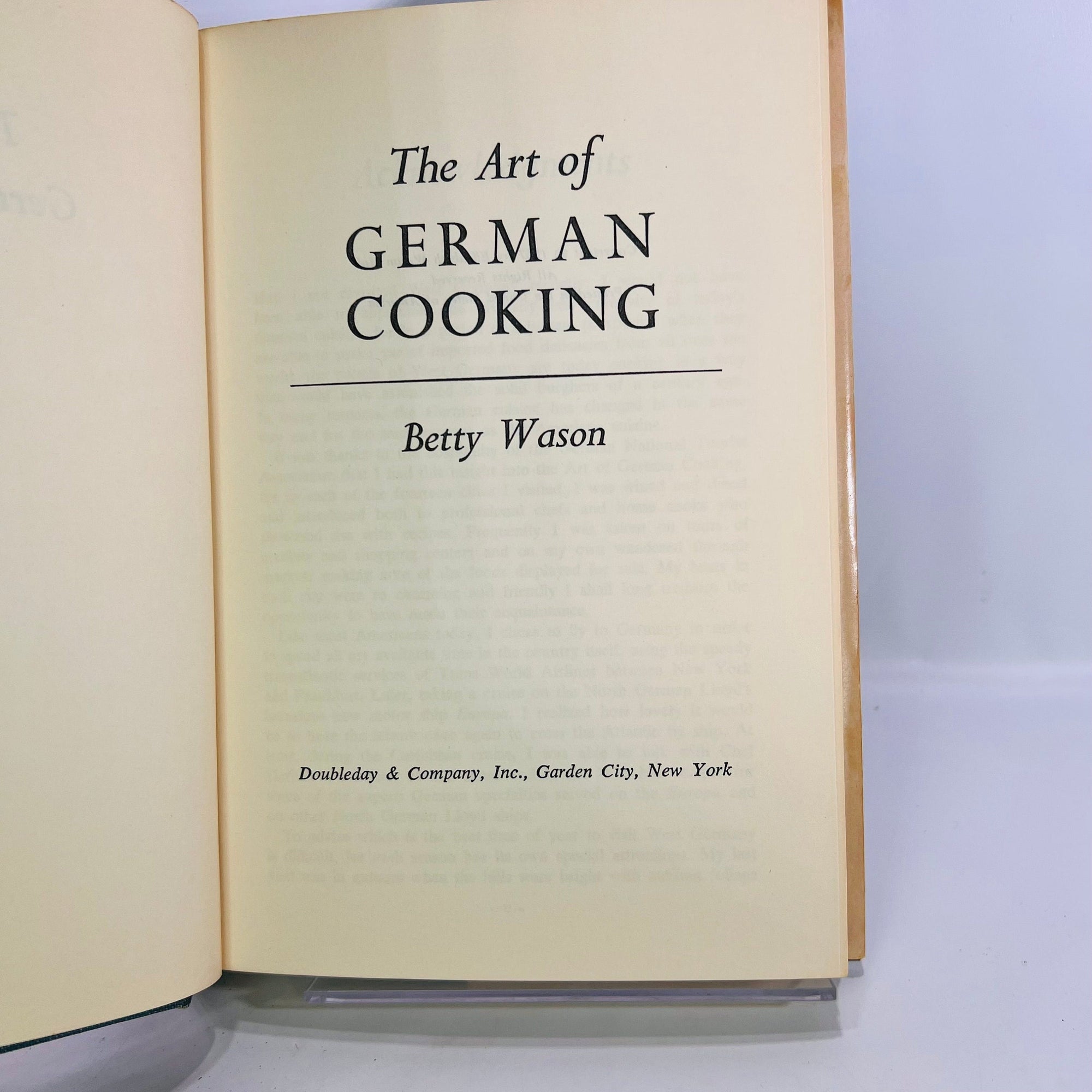 The Art of German Cooking by Betty Wason 1967 Double Day Publishing Vintage Book