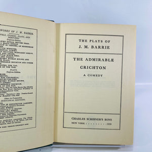 The Admirable Crichton a comedy by J.M. Barrie 1928 Charles Scribner's Sons Vintage Book