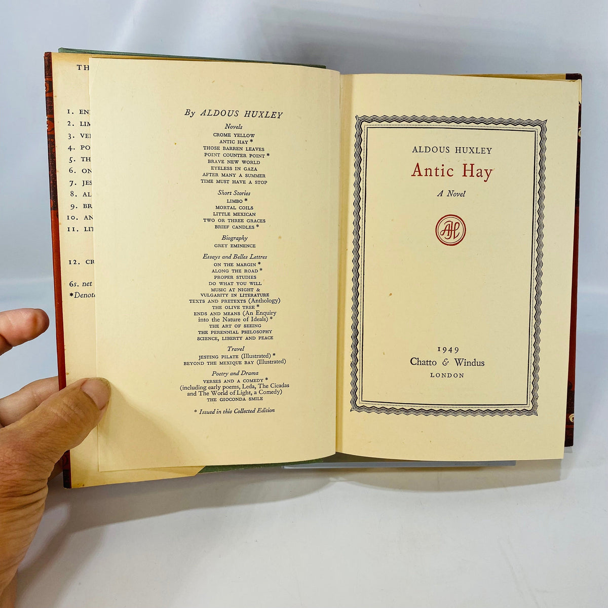 Antic Hay A Novel by Aldous Huxley 1949 Chatto & Windus Vintage Book
