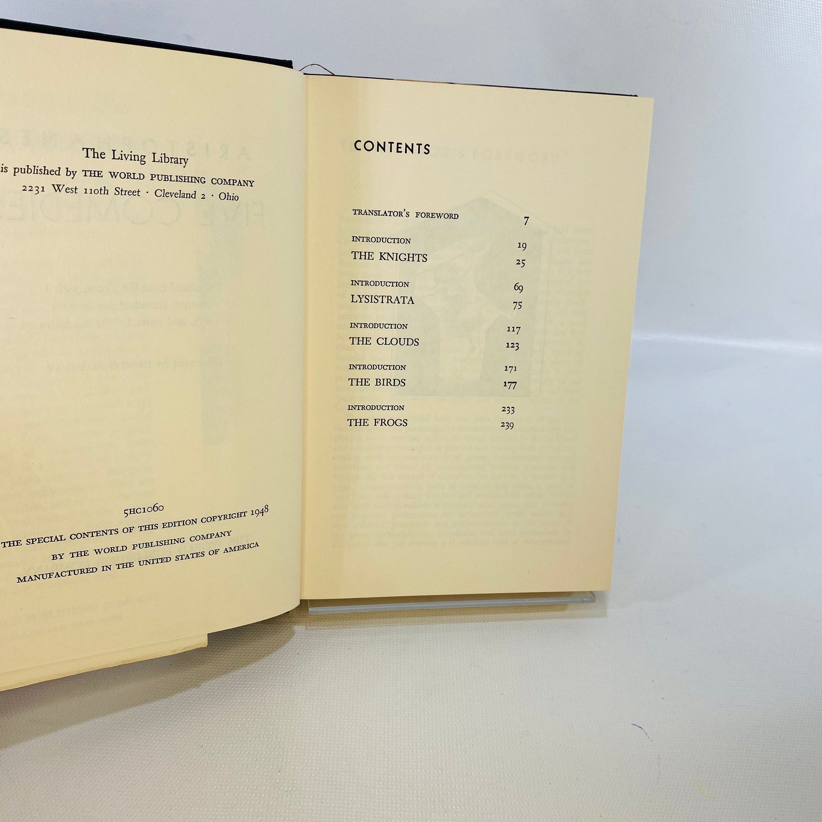 Aristophanes Five Comedies illustrated by Laszlo Matulay 1948 The Living Library Vintage Book