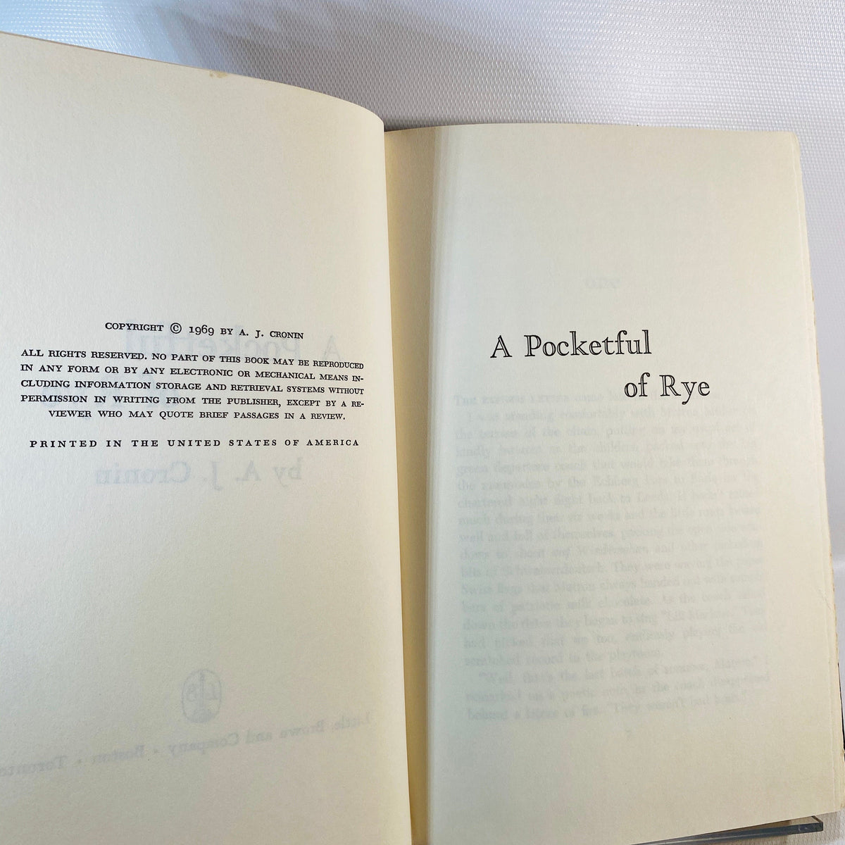 A PocketFul of Rye by A.J. Crown 1969 Vintage Book