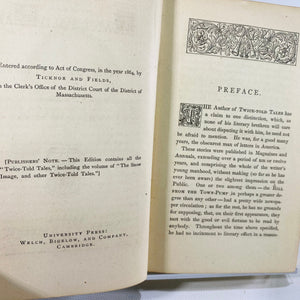 Hawthorn's Twice-Told Tales Volume One & Two by Nathaniel Hawthorn 1865 University Press Vintage Book