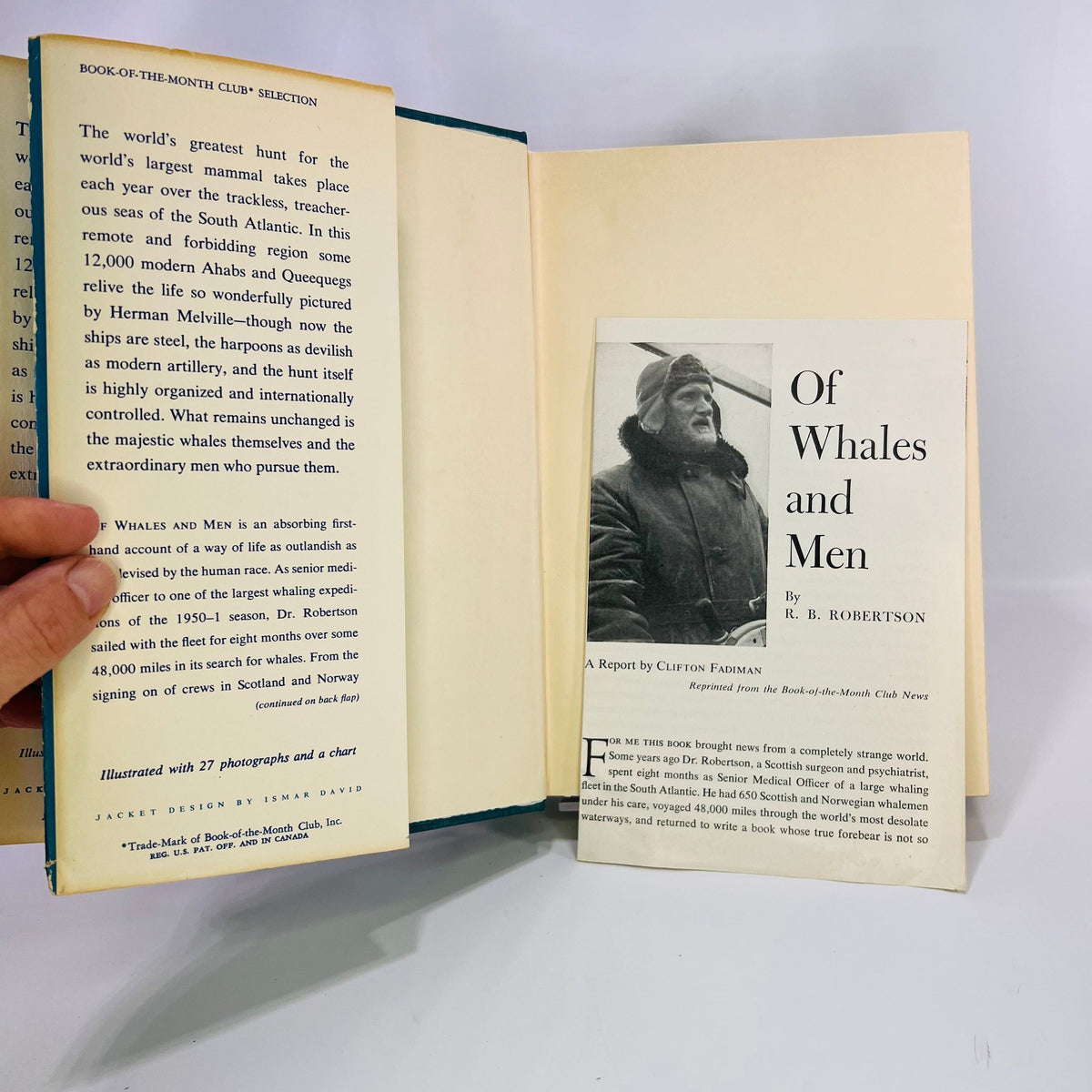 Of Whales and Men by R.B . Robertson 1954 Alfred A. Knopf Vintage Book