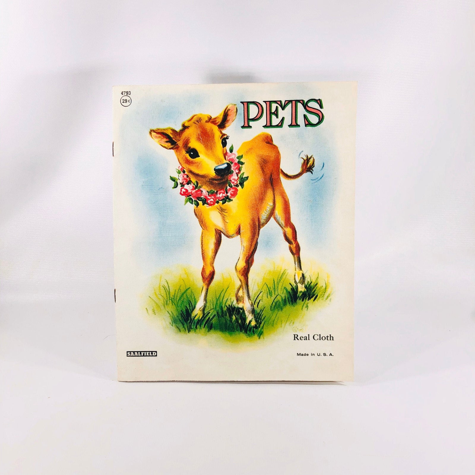 Pets  Real Cloth by Saalfield Made in the USAVintage Book