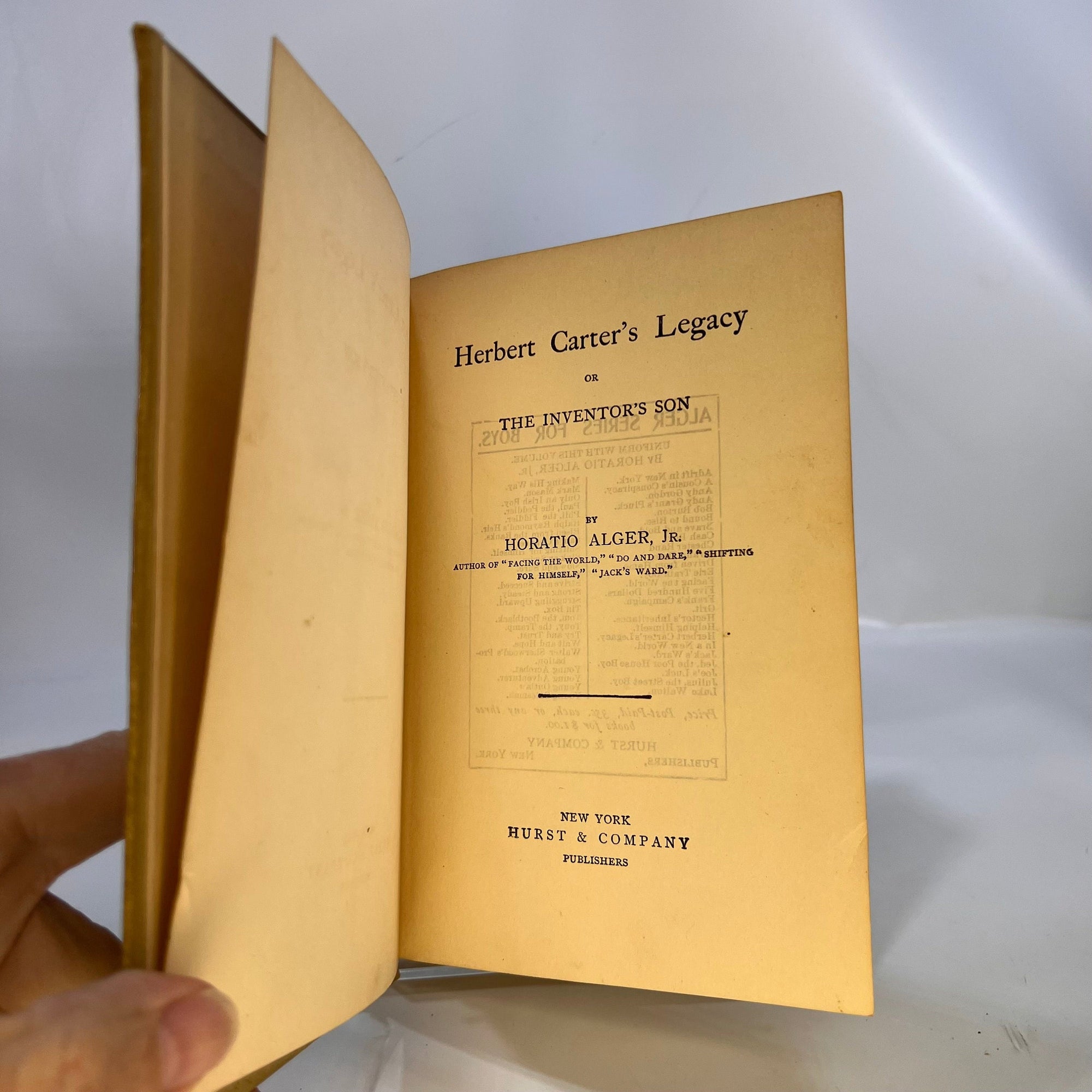 Herbert Carter's Legacy or The Inventor's Son by Horatio Alger Hurst & Company Part of The Alger Series for BoysVintage Book