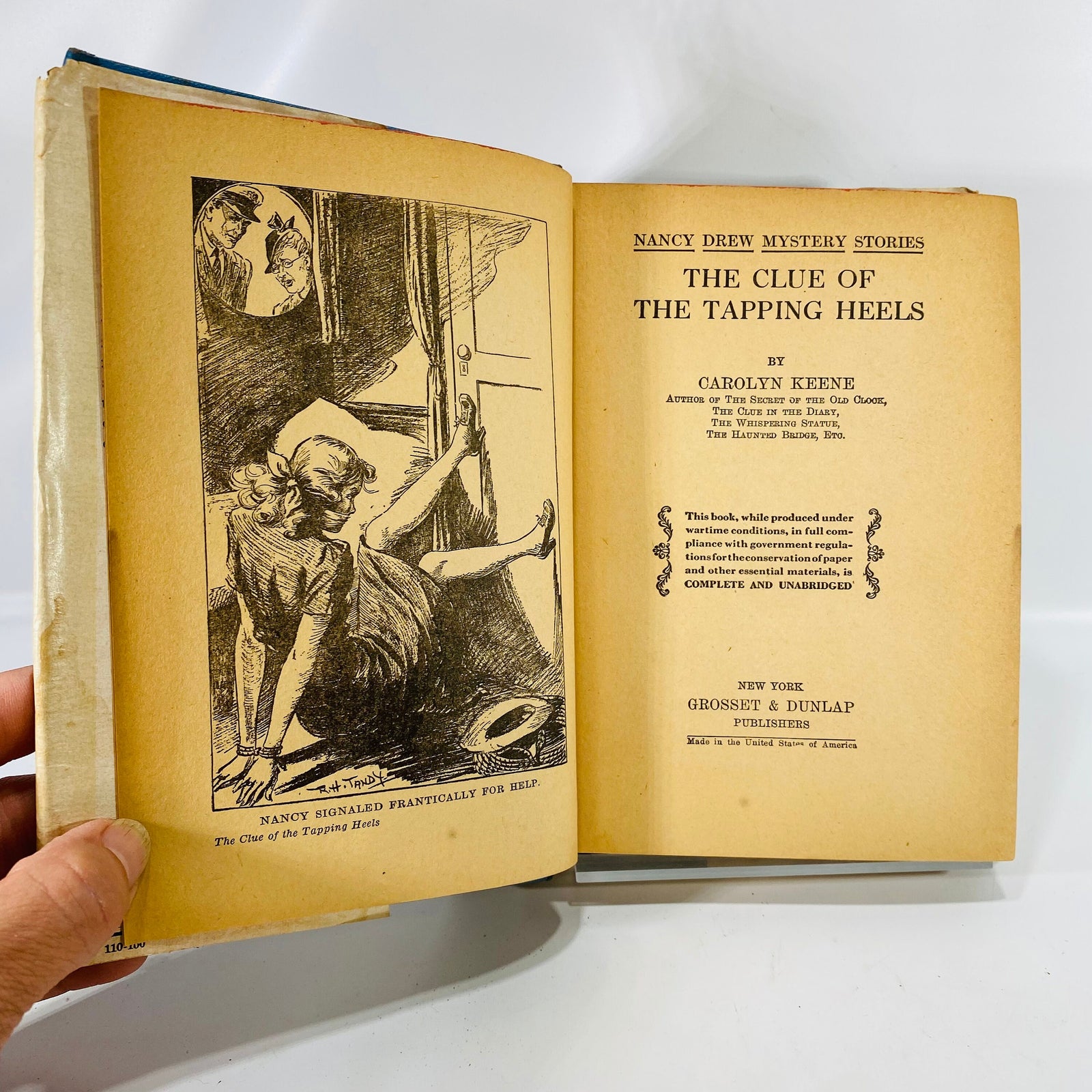Nancy Drew Mystery Stories The Clue of the Tapping Shoes #16 by Carolyn Keene 1939 Grosset & Dunlap Inc.Vintage Book