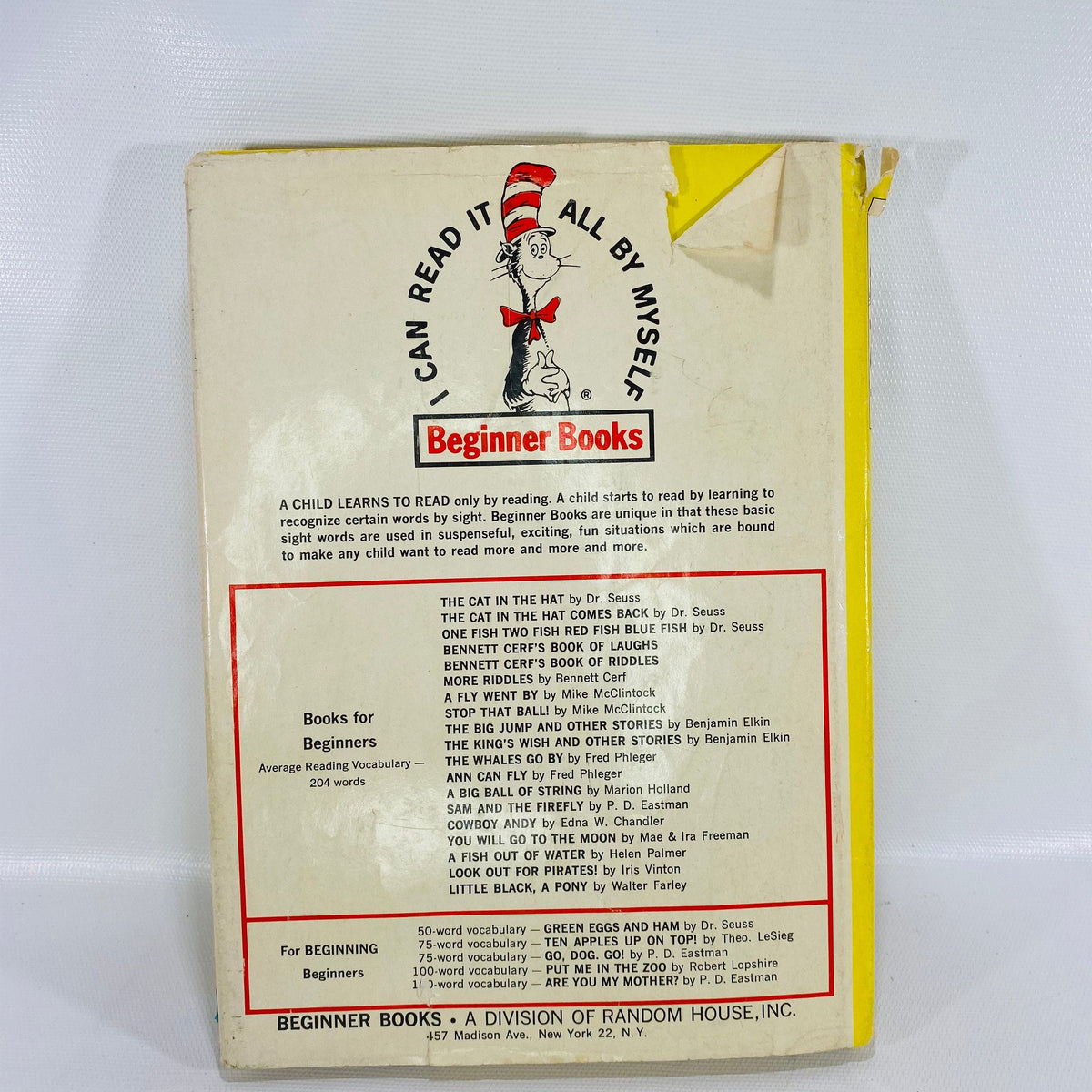 One Fish Two Fish Red Fish Blue Fish by Dr. Seuss 1960 Random HouseVintage Book