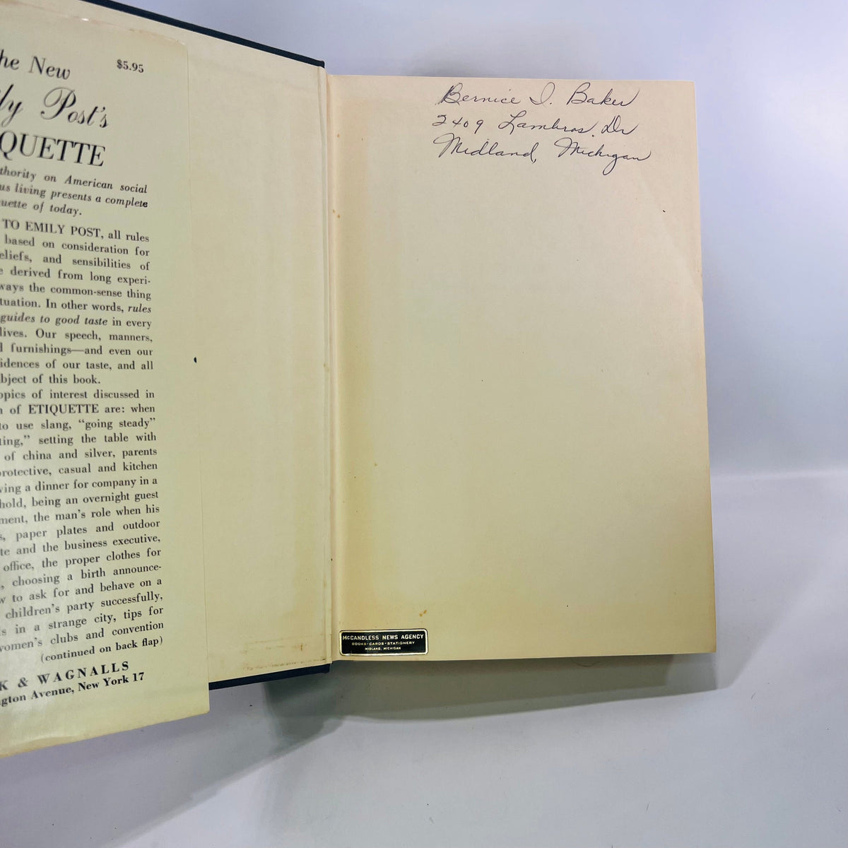 The New Emily Post's Etiquette The Blue Book of Social Usage by Emily Post 1960 Funk & Wagnalls