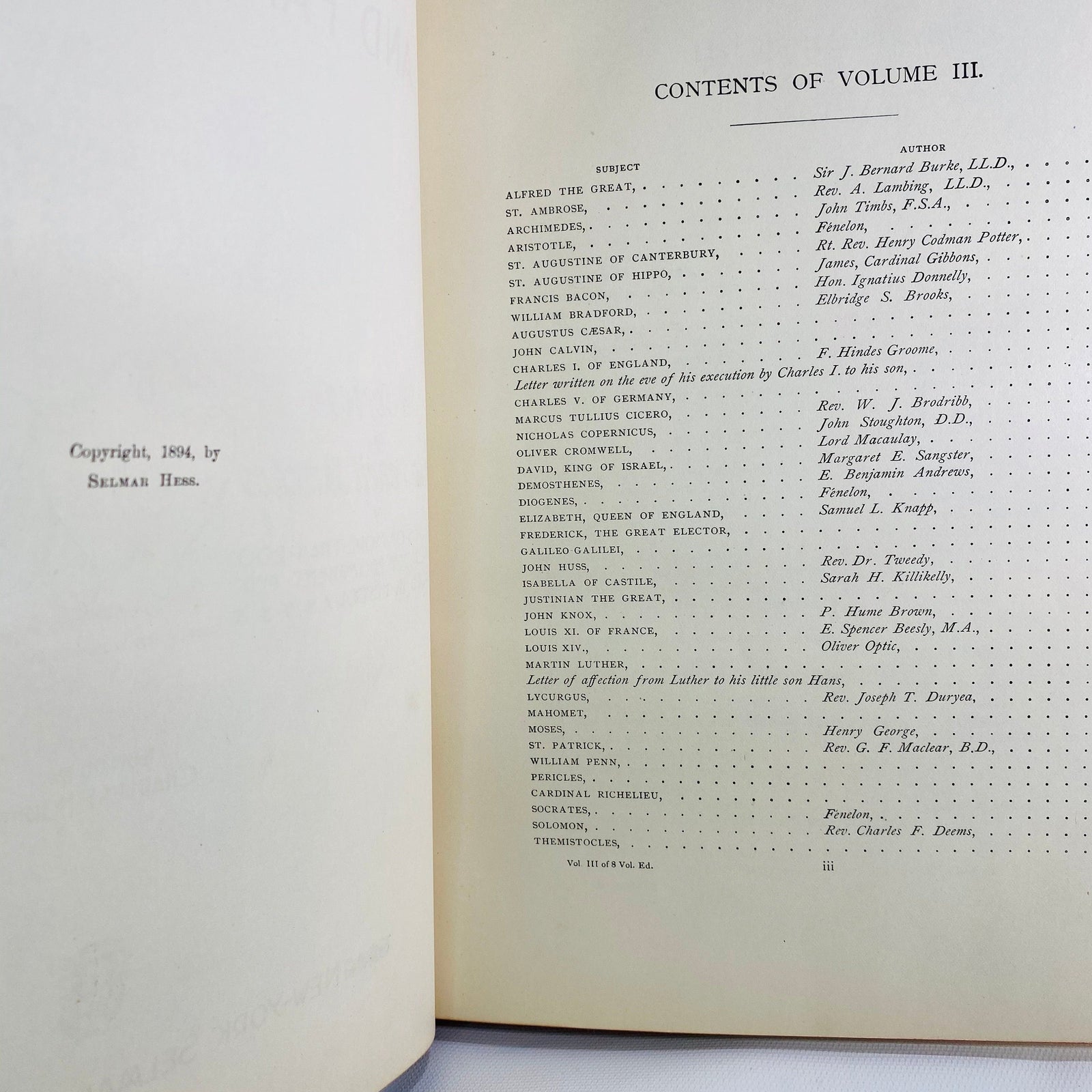 Great Men and Famous Woman the Lives of two hundred of the Most Prominent Personages in History Volume Three  1894 Vintage Book