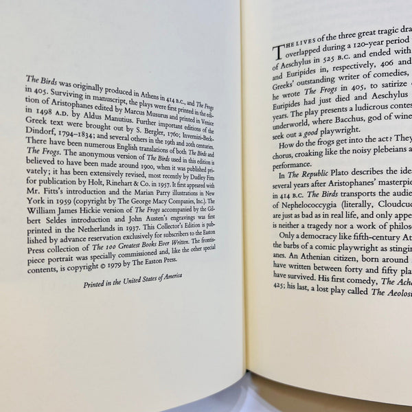 THE BIRDS & offers THE FROGS Easton Press - Aristophanes