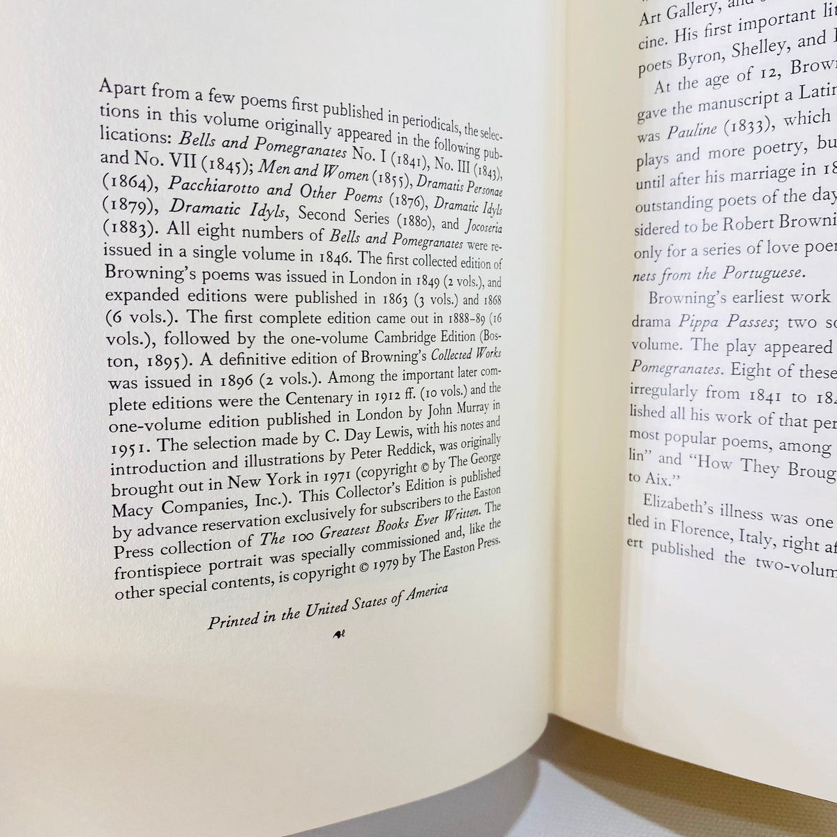 The Poems of Robert Browning illustrated with Wood Engravings 1979 Easton Press part of the 100 Greatest Books