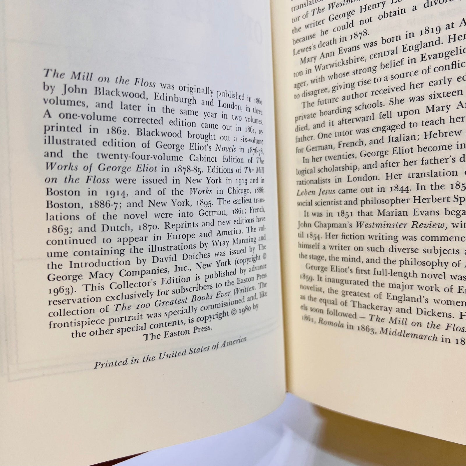 The Mill on the Floss by George Eliot 1980 Easton Press part of the 100 Greatest Books