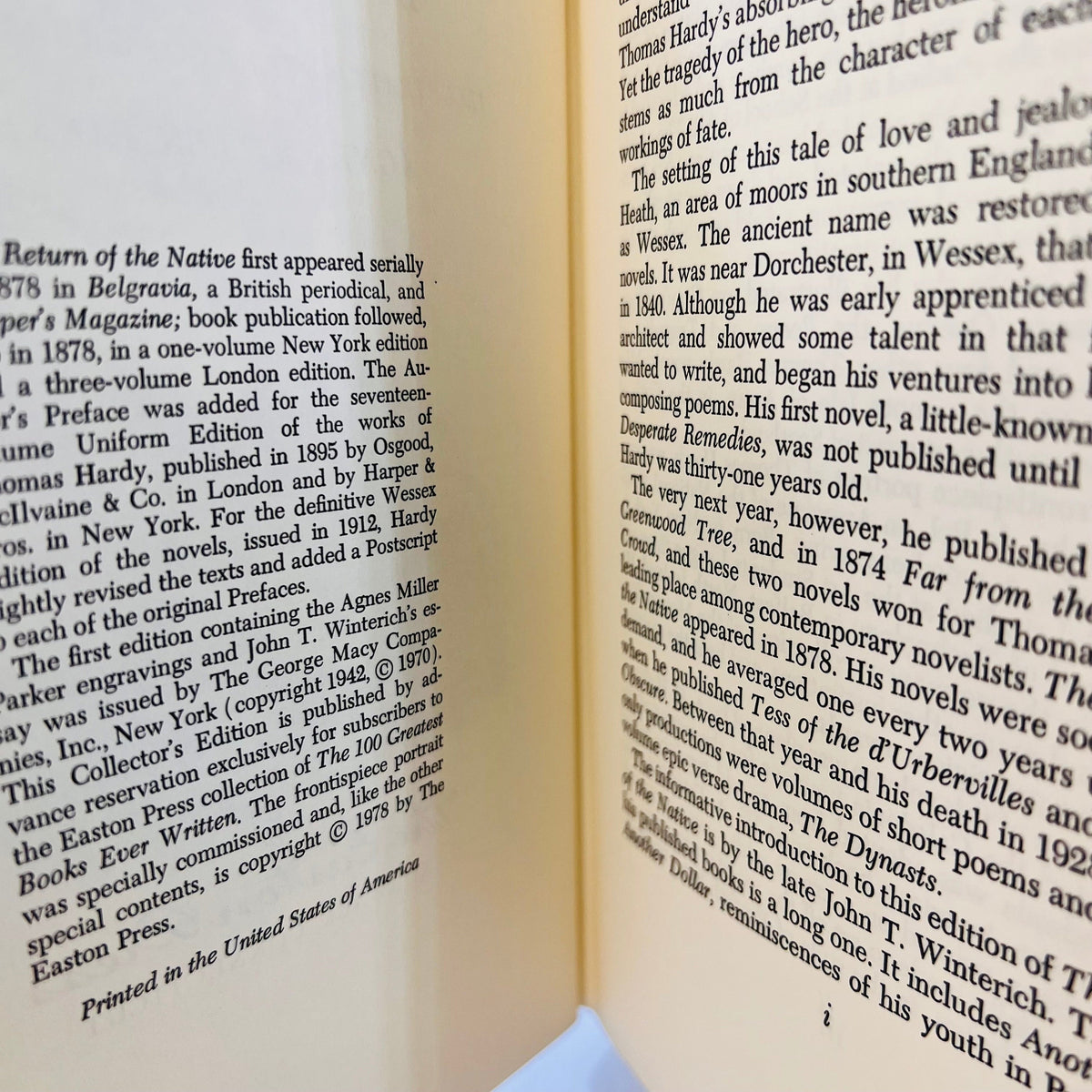 The Return of the Native by Thomas Hardy 1978 with Wood Engraving Vintage Classic Easton Press Collectable Leather Bound Book Gold Gilt Page