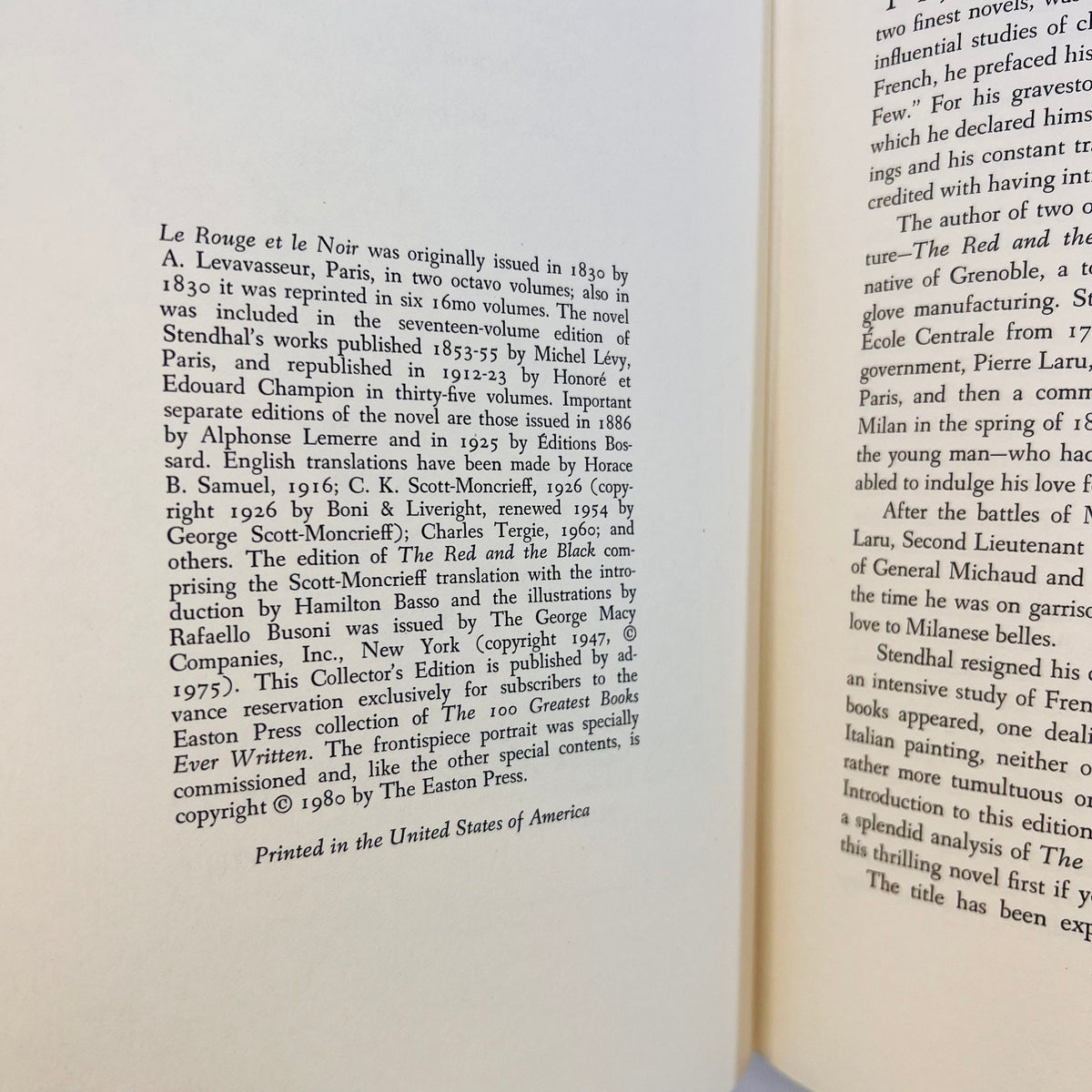 The Red and the Black by Marie-Henri Beyle Stendhal 1980 Easton Press part of the 100 Greatest Books