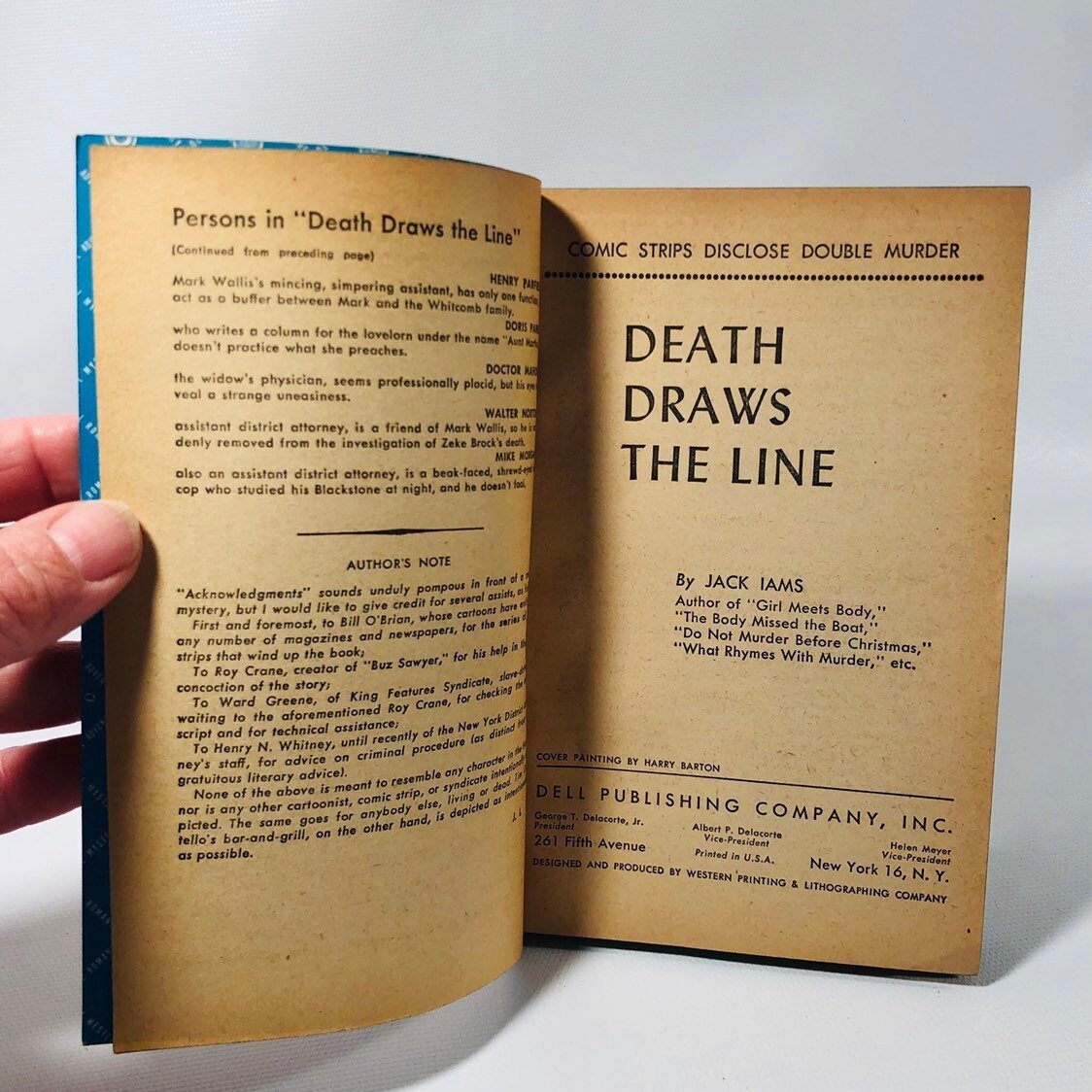 Vintage Paperback Death Draws the Line by Jack Iams Cover Painting by Harry Barton  1949 Dell Book 489