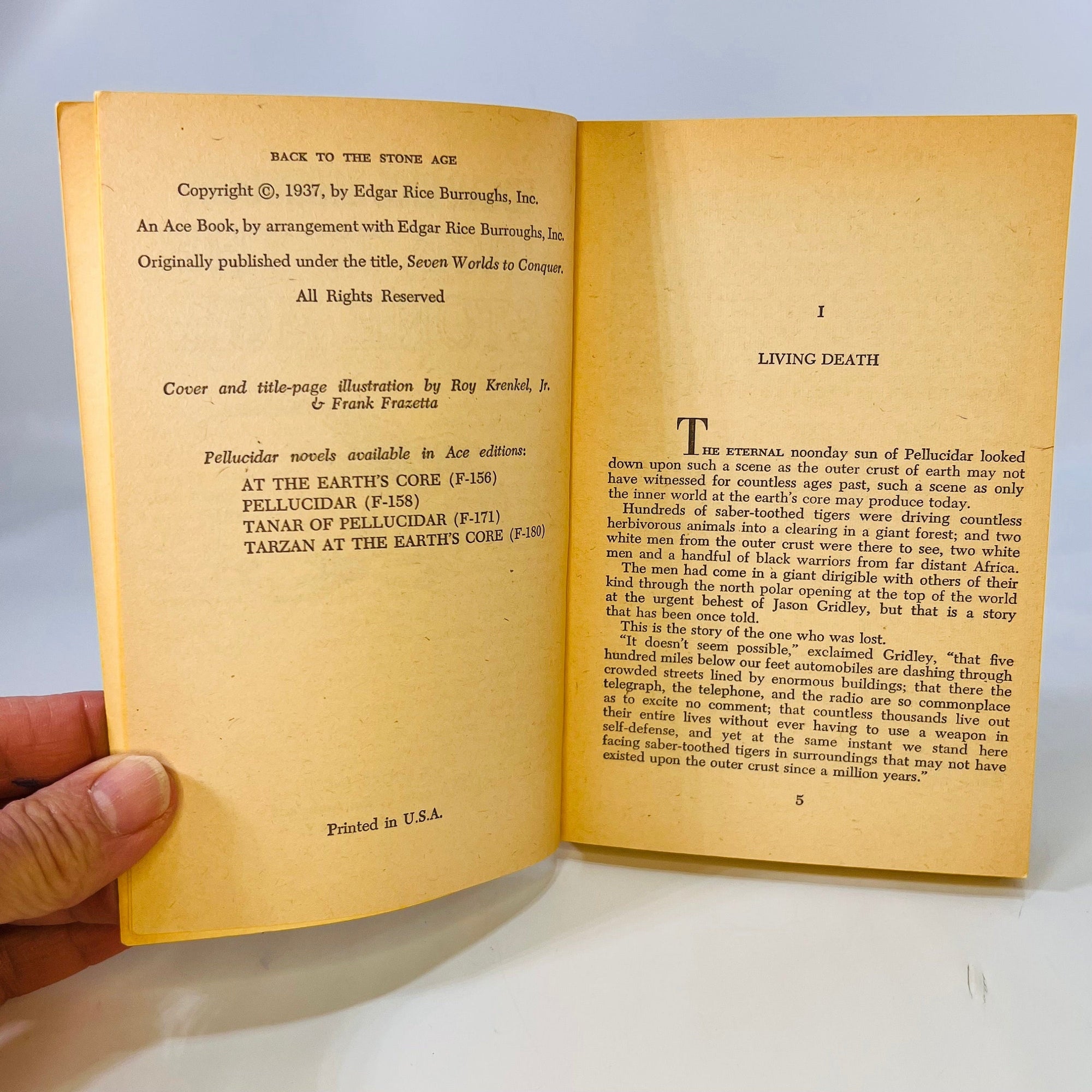 Back to the Stone Age A Castaway in Pellucidar by Edgar Rice Burroughs 1937 Ace Books Inc.