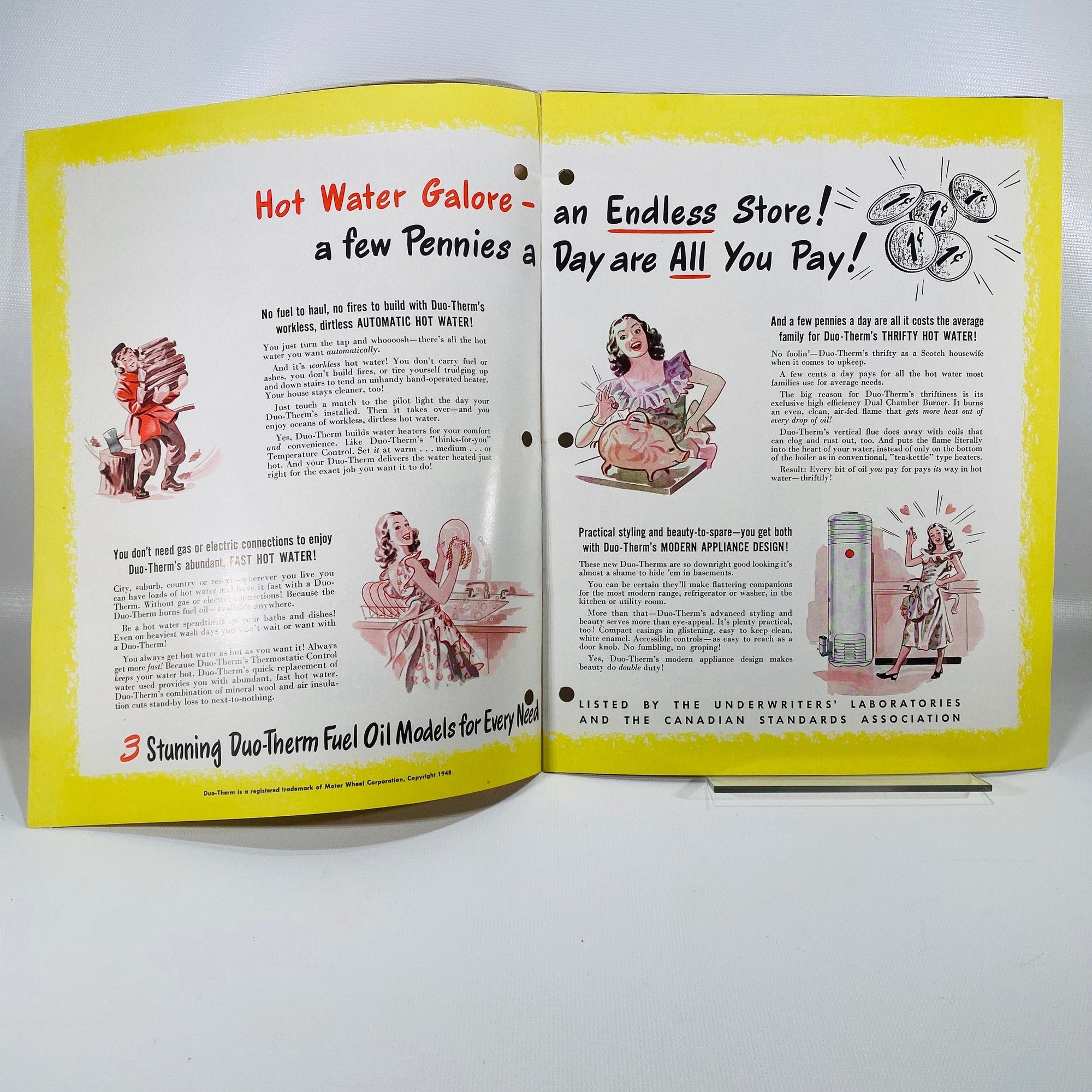 Advertising Pamphlet for Duo-Therm Fuel Oil Water Heaters by The Motor Wheel Corp of Lansing Michigan 1948