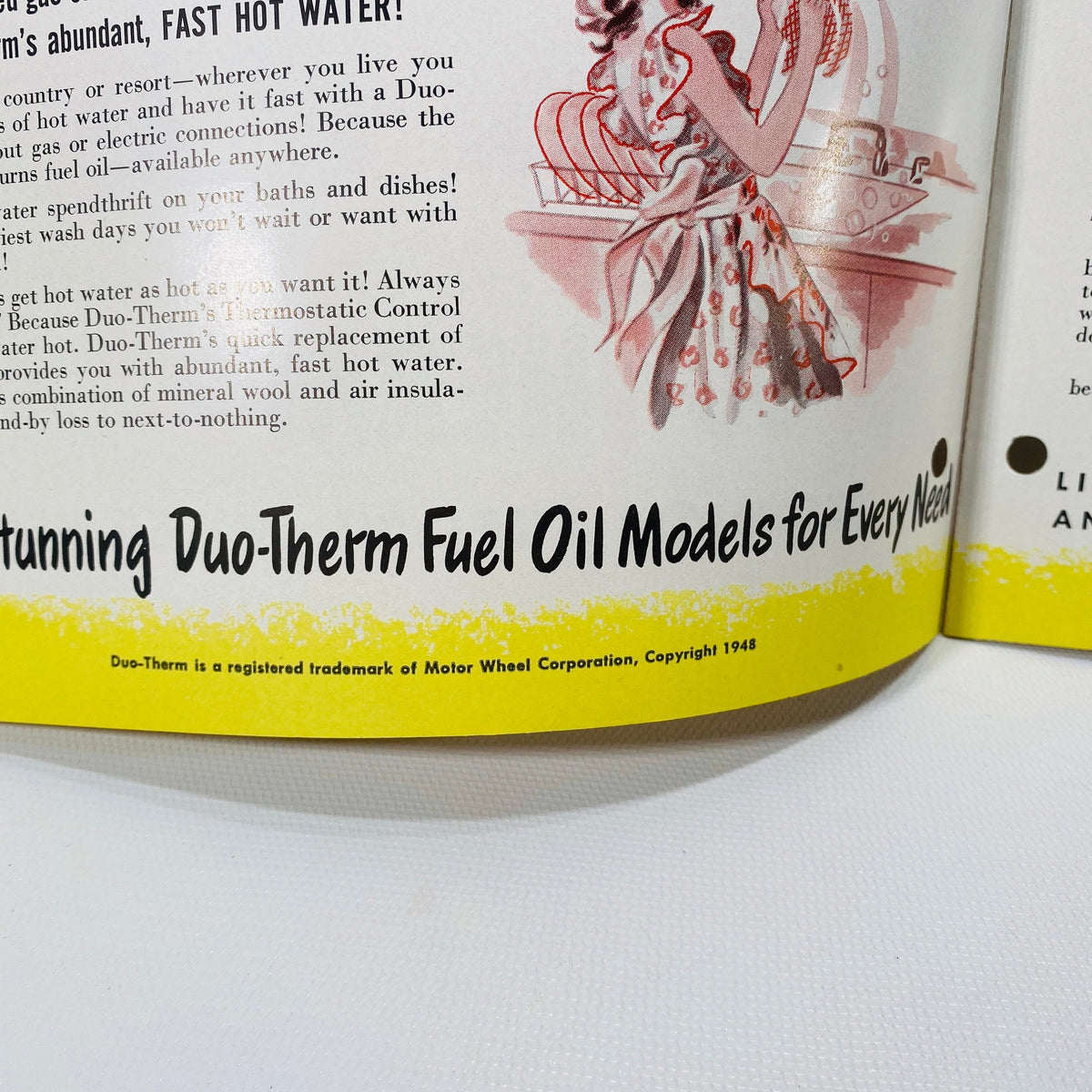 Advertising Pamphlet for Duo-Therm Fuel Oil Water Heaters by The Motor Wheel Corp of Lansing Michigan 1948