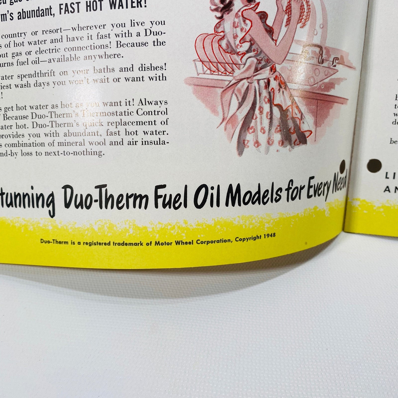 Advertising Pamphlet for Duo-Therm Fuel Oil Water Heaters by The Motor Wheel Corp of Lansing Michigan 1948