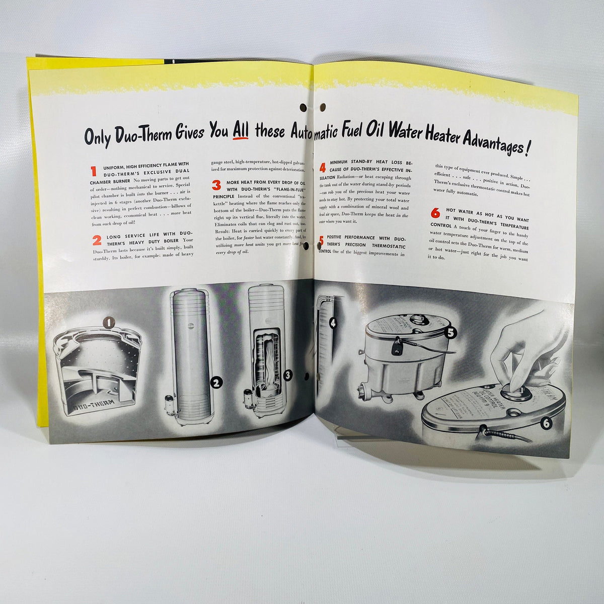 Advertising Pamphlet for Duo-Therm Fuel Oil Water Heaters by The Motor Wheel Corp of Lansing Michigan 1948