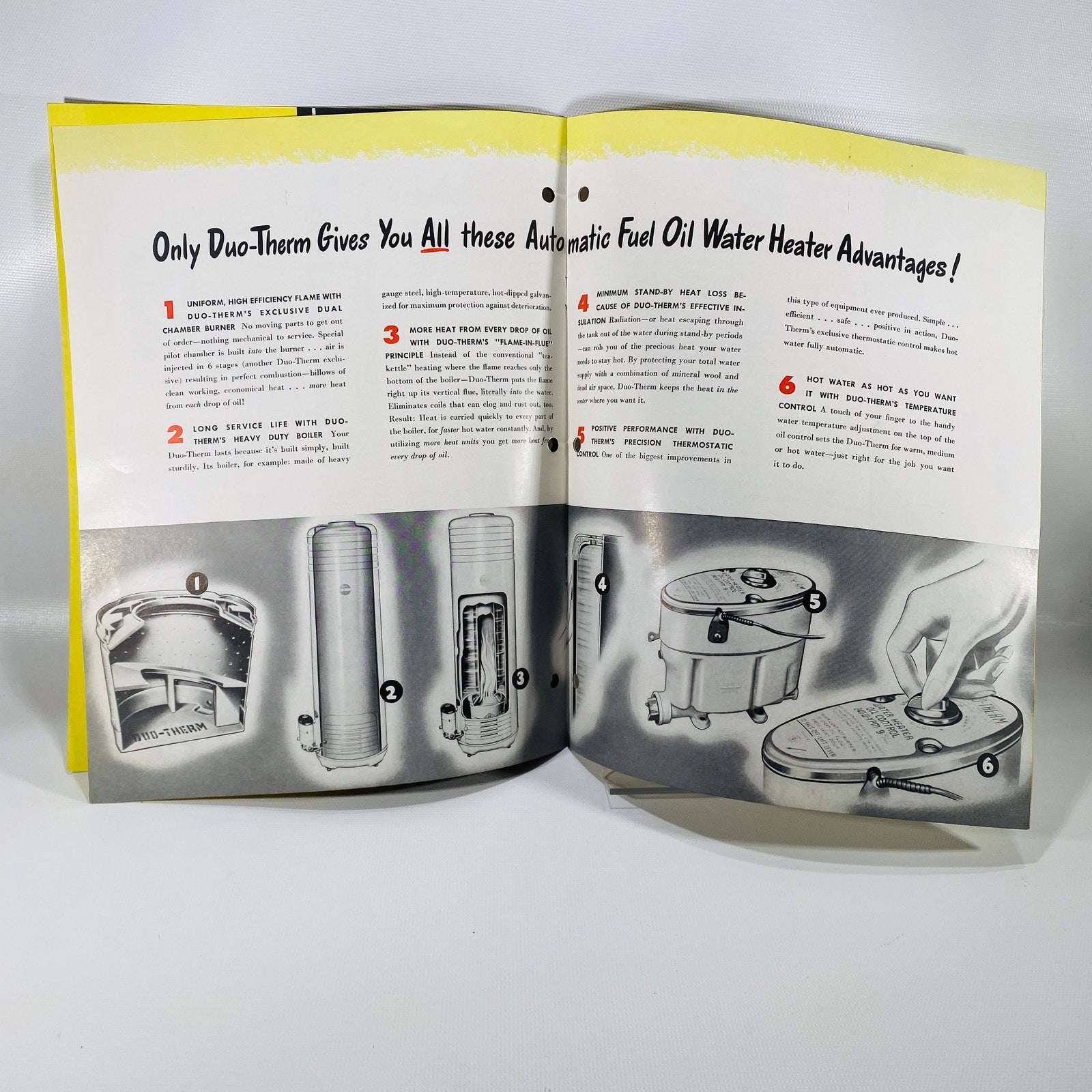 Advertising Pamphlet for Duo-Therm Fuel Oil Water Heaters by The Motor Wheel Corp of Lansing Michigan 1948