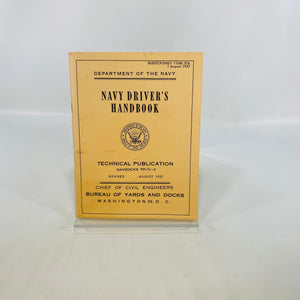 Navy Driver's Handbook Technical Publication United States Dept. of the Navy August 1956 Vintage Book