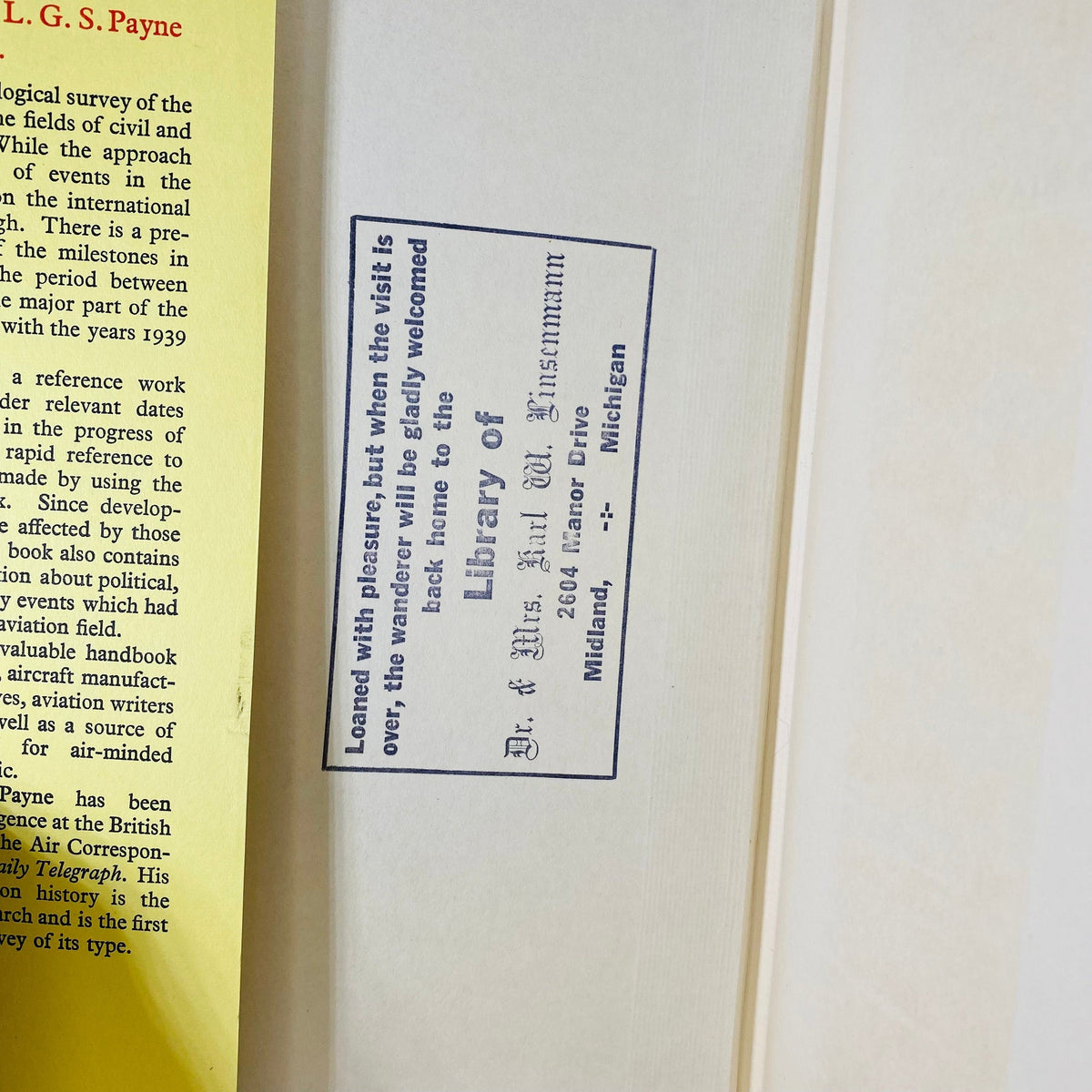 Air Dates by Air-Commodore L.G. Payne 1975 Frederick Praeger Publisher Vintage Book