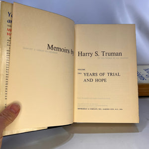 Memoirs of Harry S. Truman Volume One A Year of Decisions 1955 Two Years of Trial and Hope 1956 Double Day & Company Vintage Book