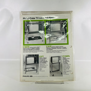 PHILCO Model C1301FRW Solid State 13" Portable Color Tv Factory Brochure 1970s