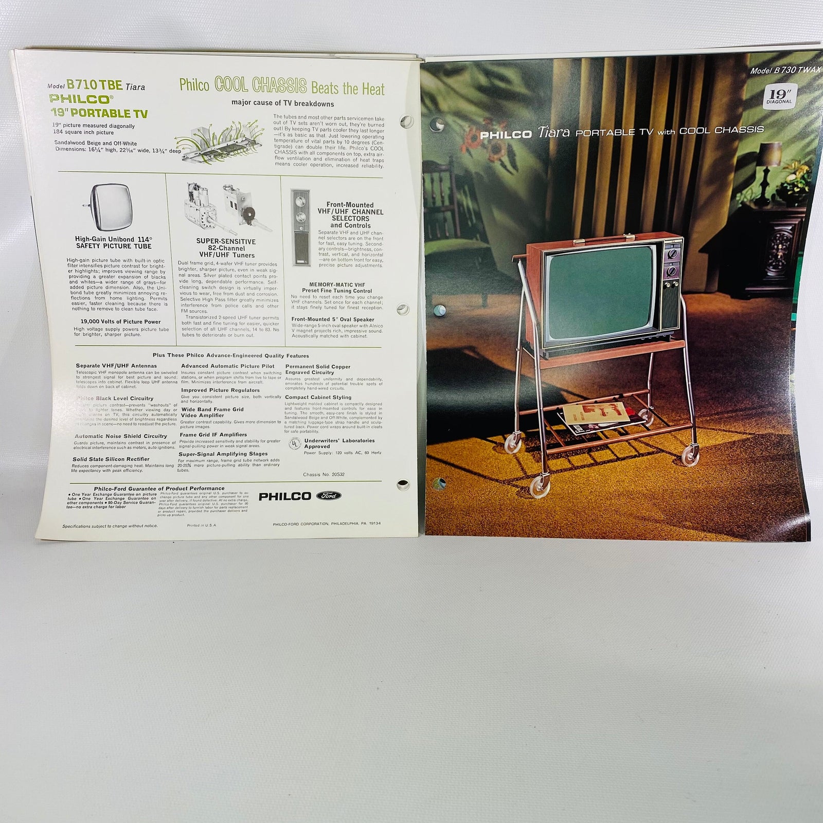 Philco Challenger Solid State Portable Tv Vintage Handbook Philco-Ford Corporation