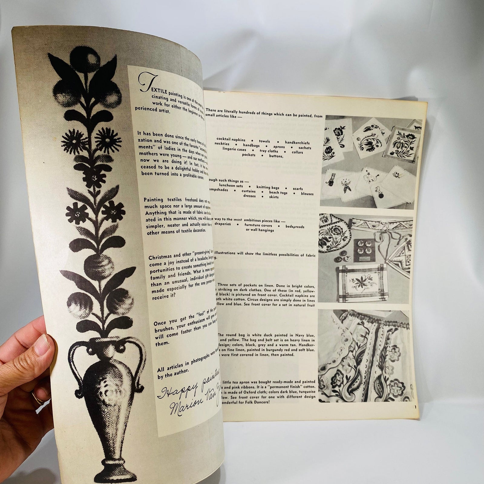 How to Paint on Textiles by Marion Van Zant 1950 published by Walter Foster