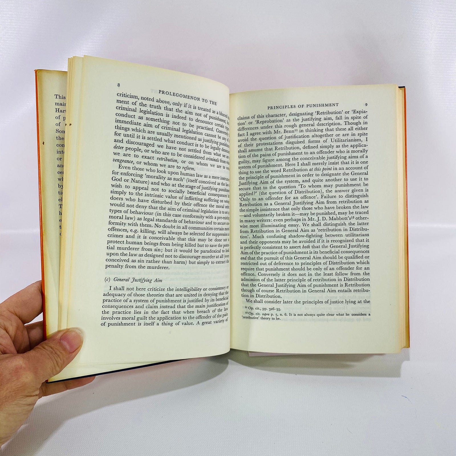 Punishment and Responsibility Essays in the Philosophy of Law by H L Hart First Edition 1968 Vintage Book