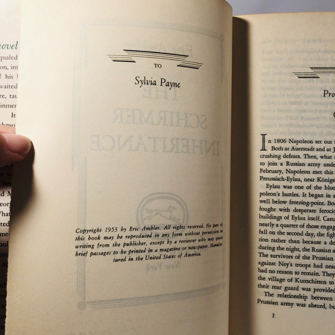 The Schirmer Inheritance by Eric Ambler A First Edition Thriller Novel 1953 Vintage Book