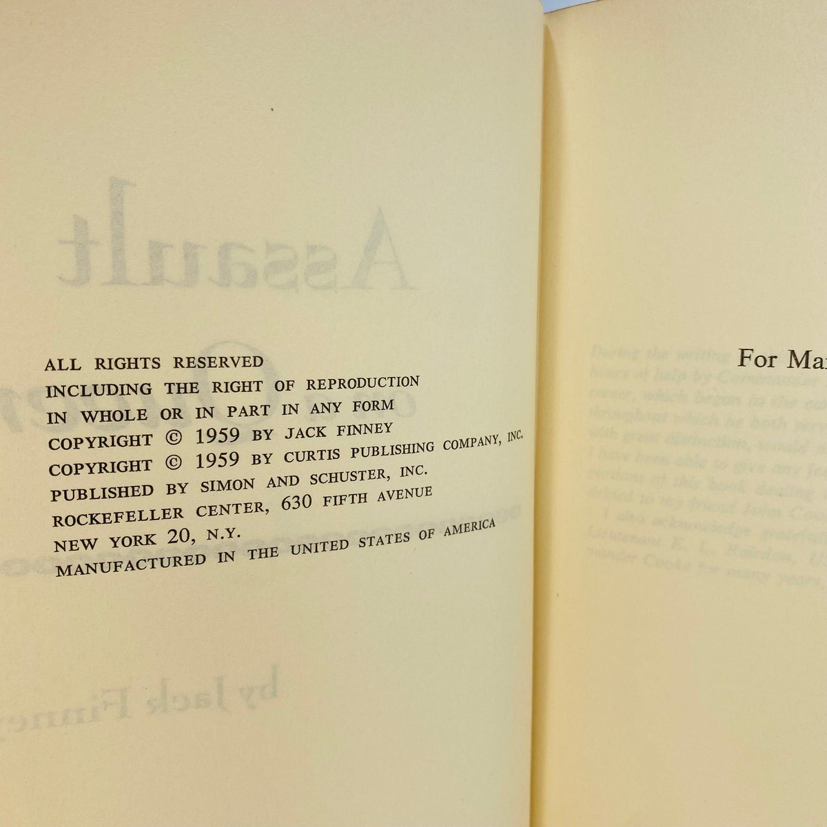 Assault on a Queen a Novel by Jack Finney 1959 Simon & Schuster Vintage Book
