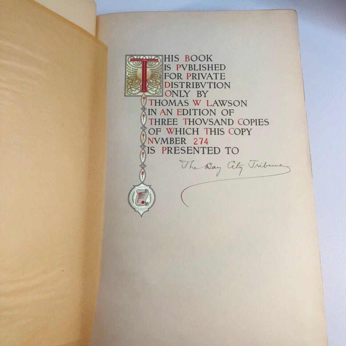 Lawson History of the America's Cup by Thomas Lawson 1902 Limited Edition 274 of 300