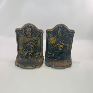 Pair of Vintage Ship with Sailor Vintage Cast Bookends