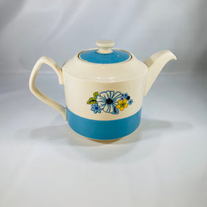 Sadler Retro Small Teapot Blue Floral Stamped Sadler England