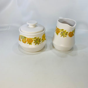 Vintage Noritake Progression Stoneware China Creamer and Sugar Bowl 9003 Design Pat 207730