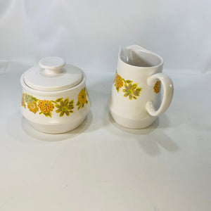 Vintage Noritake Progression Stoneware China Creamer and Sugar Bowl 9003 Design Pat 207730