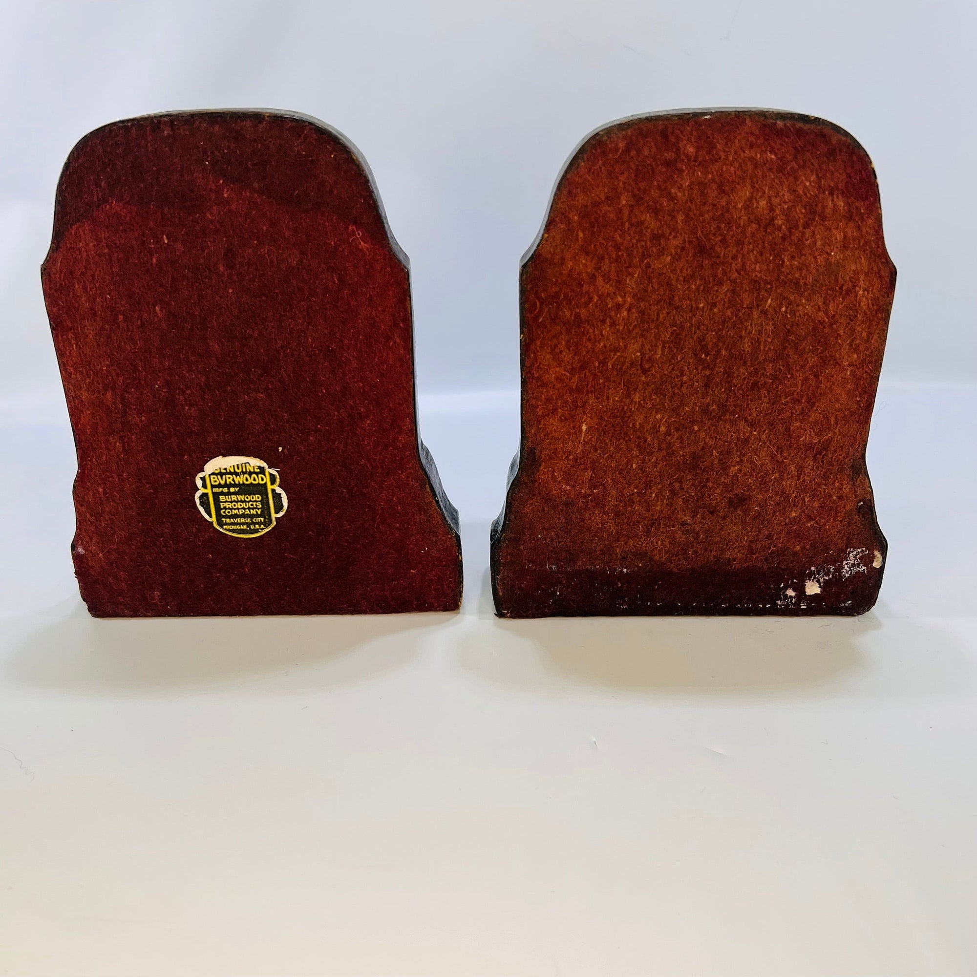 Pair of Pontiac Native American Vintage Genuine Burwood Bookends