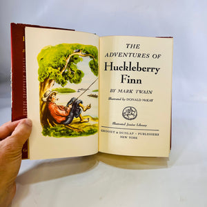 The Adventures of Huckleberry Finn by Mark Twain Illustrated Junior Library Book 1948 Grosset and Dunlap Vintage Fiction Book
