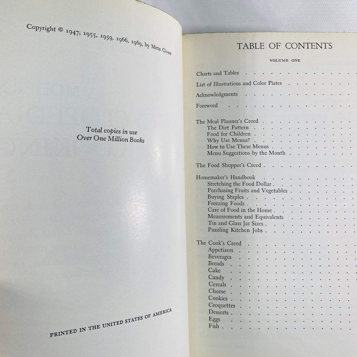 Meta Given's Modern Encyclopedia of Cooking Volume One A New Revised Edition 1969 Vintage Book