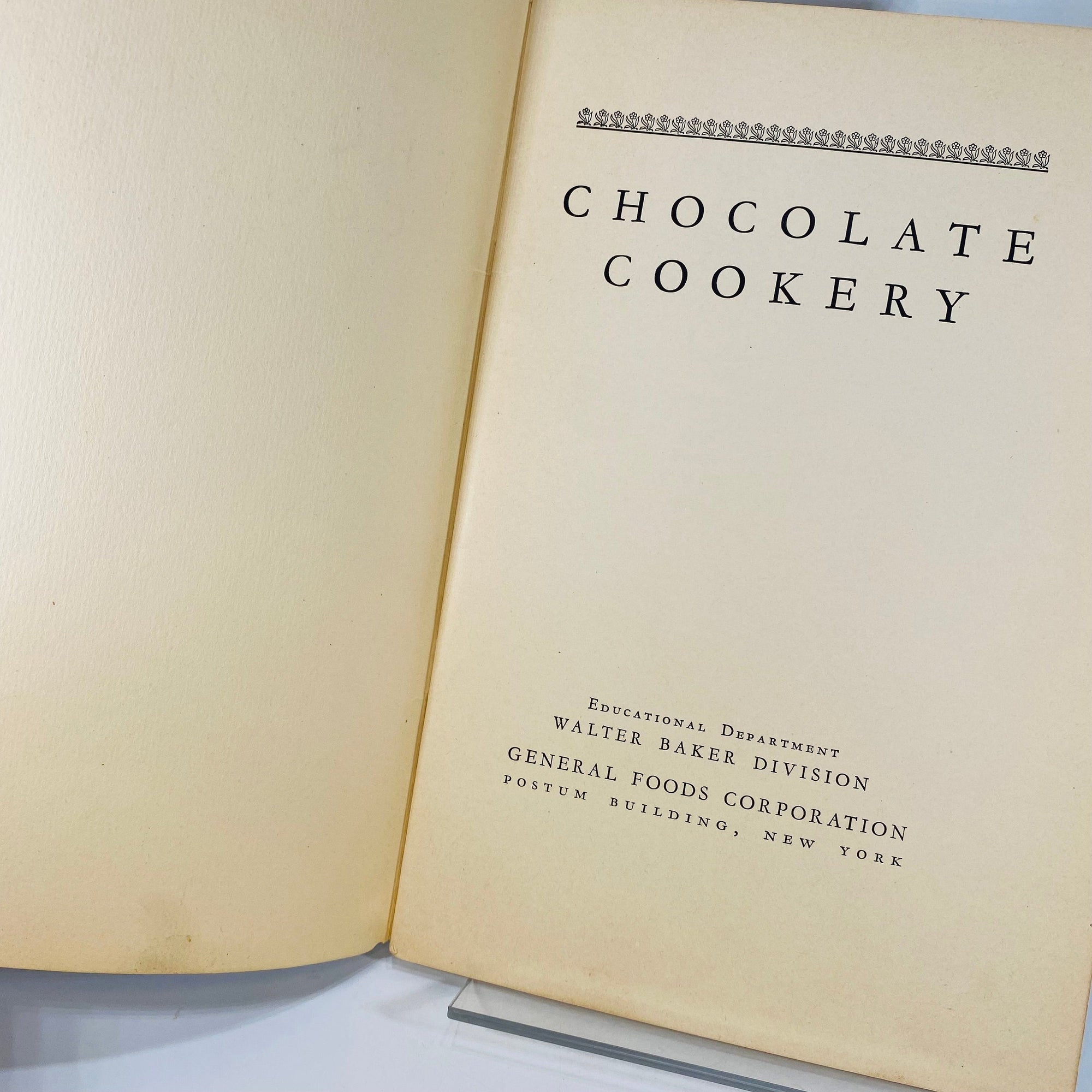 Chocolate Cookery Vintage Recipe Pamphlet by Educational Dept. of Walter Baker Division 1929 General Foods Corp Vintage Book