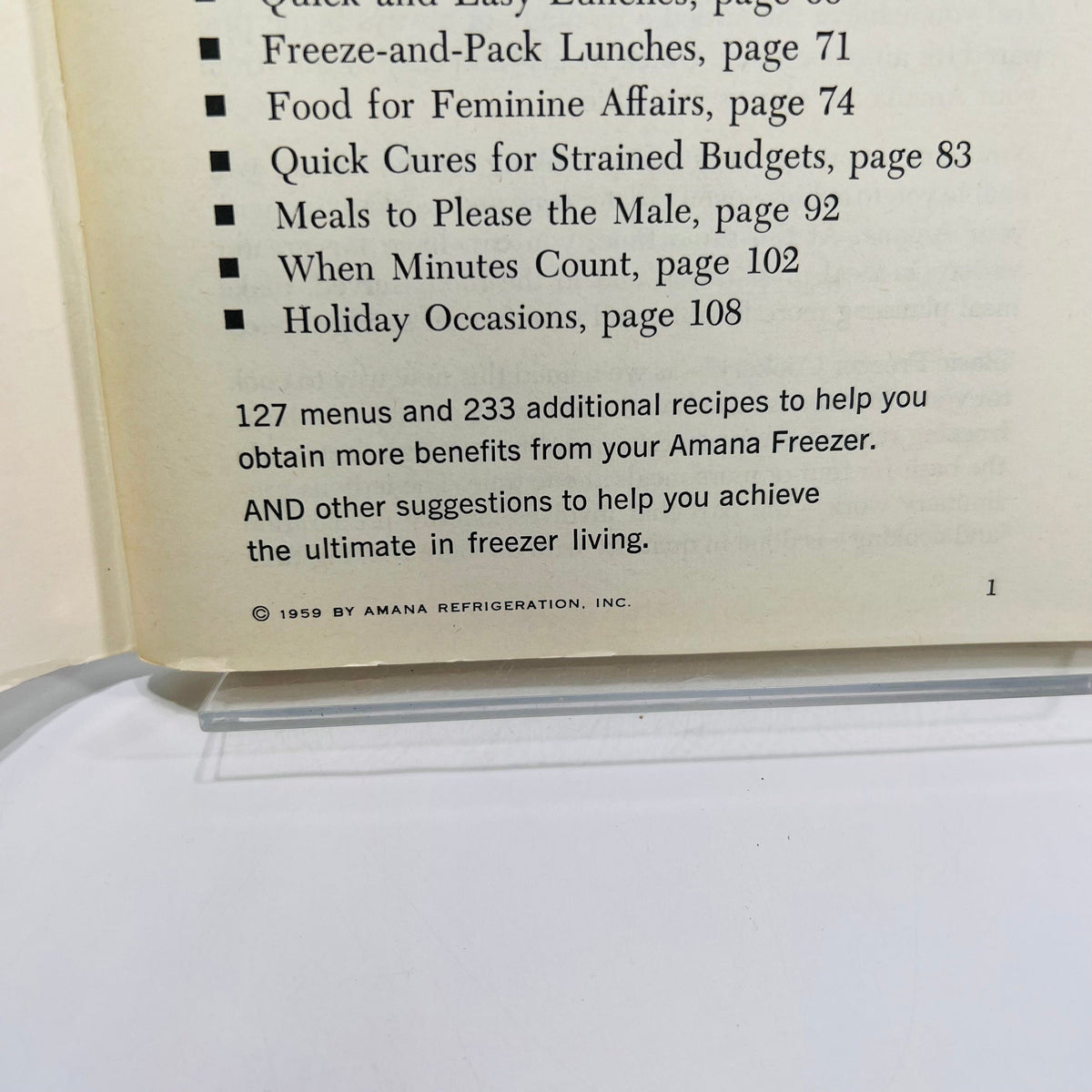 Basic Freezer Cookery by Amana Vintage Pamphlet 1959 Amana Refrigeration Inc. Vintage Book