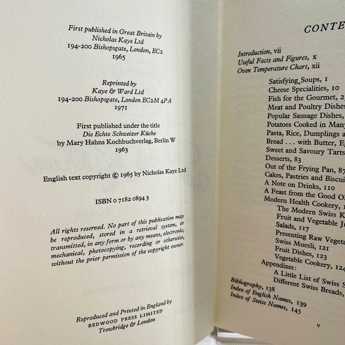 Tante Heidi's Swiss Kitchen by Eva Maria Borer 1965 Vintage Book