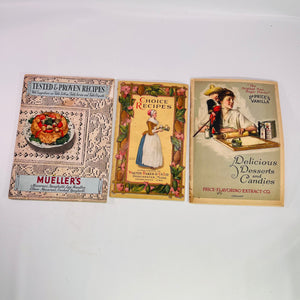 Three Recipe Advertising Booklets/Pamphlets Mueller's, Dr. Price Vanilla Walter Baker& Co. Dated 1923 1926 1930 Vintage Book