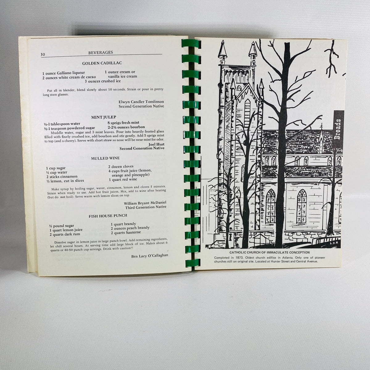 Atlanta Natives Favorite Recipes & Atlanta History compiled by Frances Elyea 1975  Vintage Cookbook