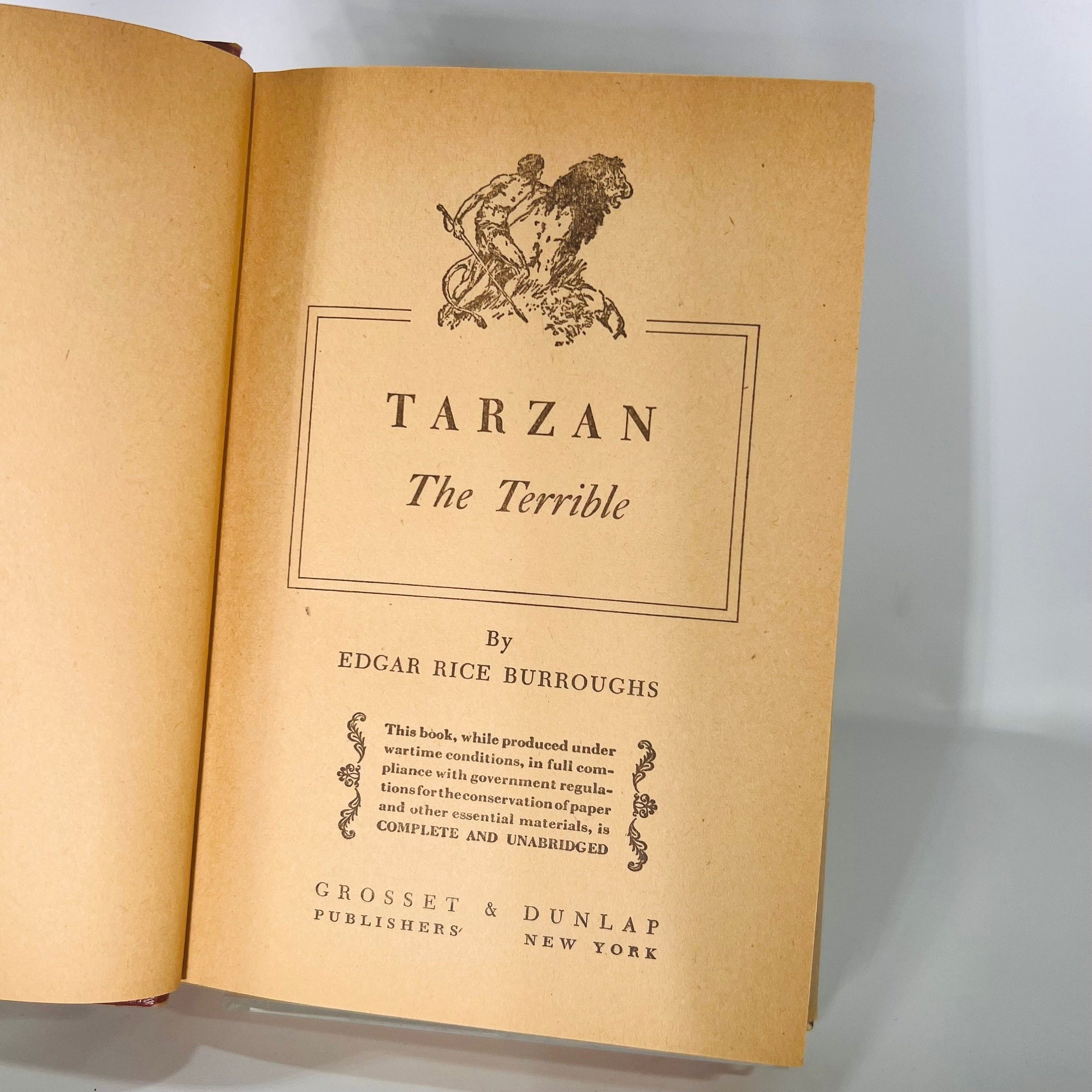 Tarzan the Terrible by Edgar Rice Burroughs 1921 Grosset & Dunlap Vintage Book